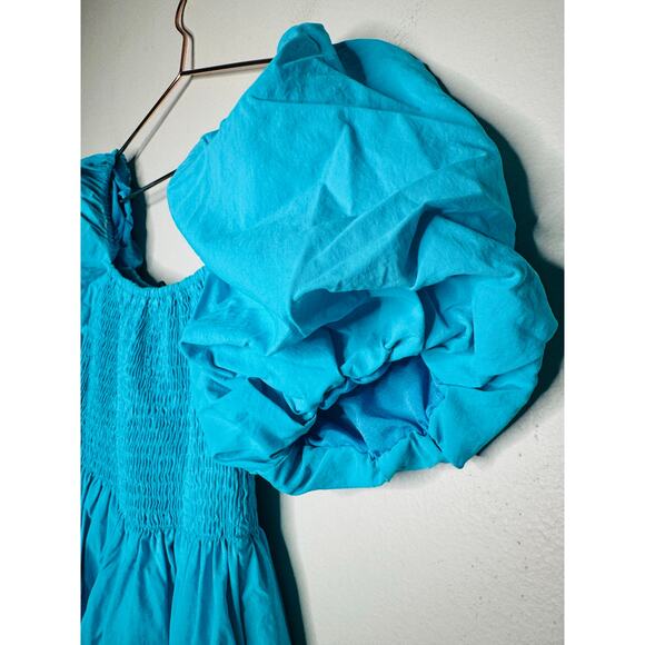 LINE & DOT Bright Blue A-Line Off Shoulder Lace Cutout Midi Dress Size XS - Picture 11 of 13